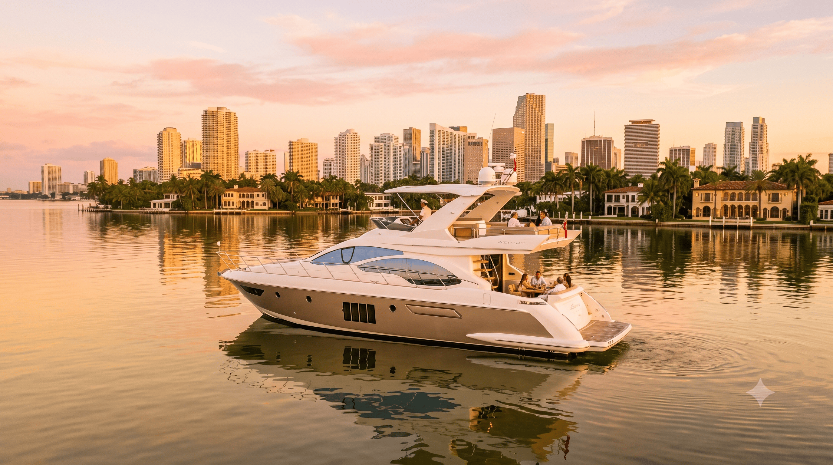 The skyline as the light turns miami yacht