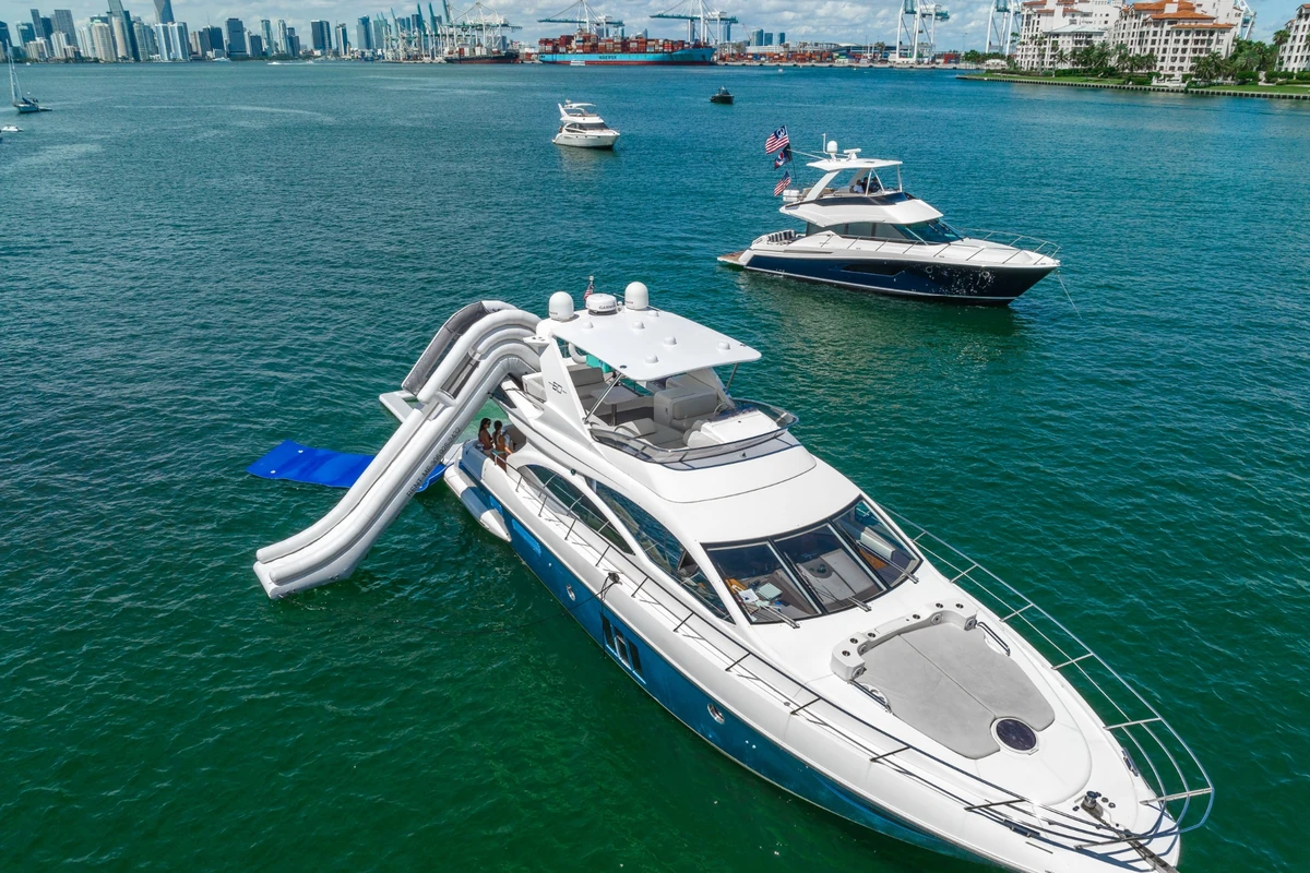 Bow sun pads on 60 ft Azimut charter Miami