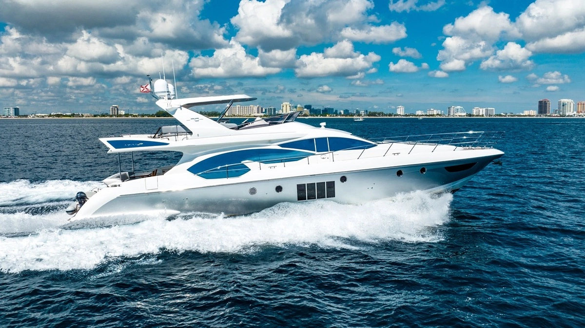 Guests aboard 70 ft Azimut Days yacht near Haulover sandbar Miami
