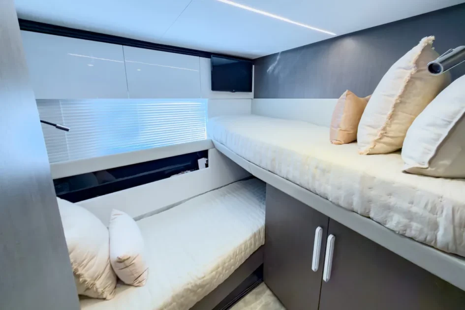 Galley and dining area inside 72 ft Azimut yacht