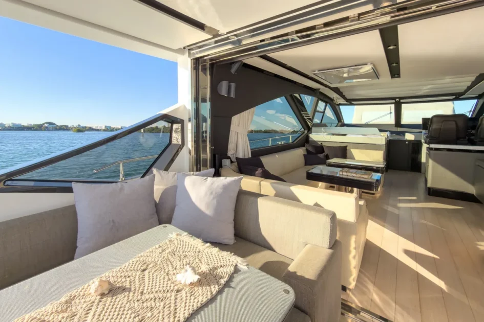 Sun deck on 72 ft Azimut yacht charter Miami