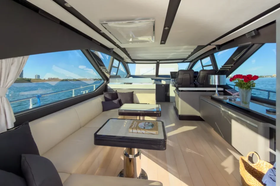 Flybridge lounge on 72 ft Azimut yacht Miami