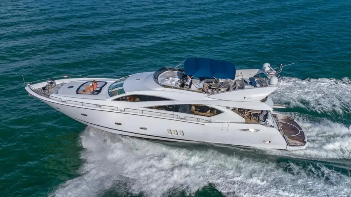 Helm station on 84 ft Sunseeker yacht charter Miami