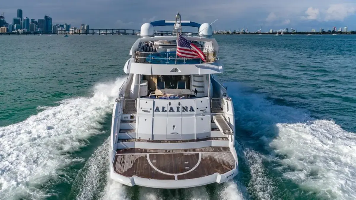 84 ft Sunseeker yacht day charter on Biscayne Bay Miami