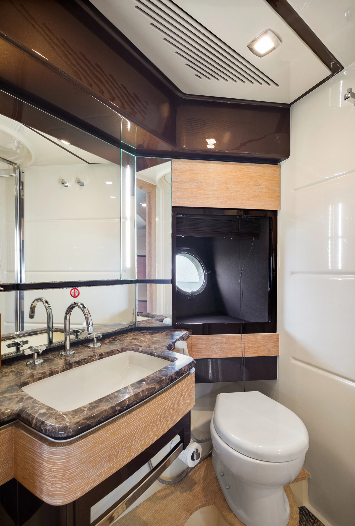 Galley and dining area inside 70 ft Azimut211 yacht