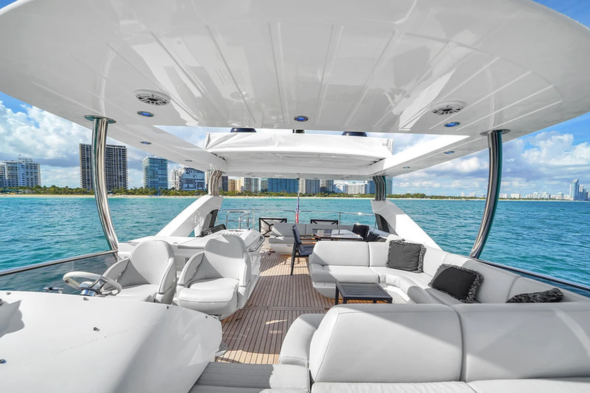 Sun deck on 76 ft Sunseeker yacht charter Miami