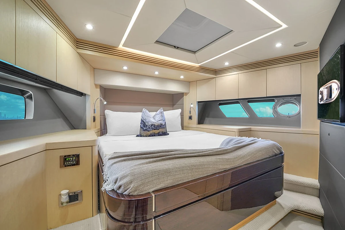 Main salon interior of 76 ft Sunseeker yacht Miami