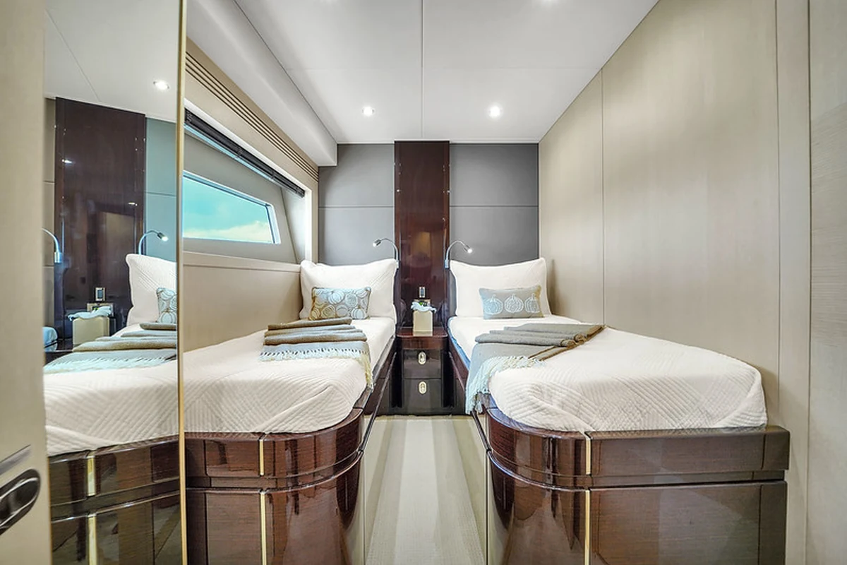 Master stateroom aboard 76 ft Sunseeker charter Miami