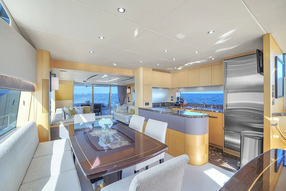 Flybridge lounge on 76 ft Sunseeker yacht Miami