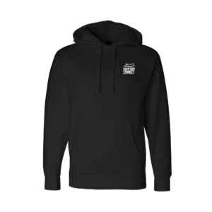 Front of the black You're Gonna Need A Bigger Boat hoodie from Miami Yacht Connect