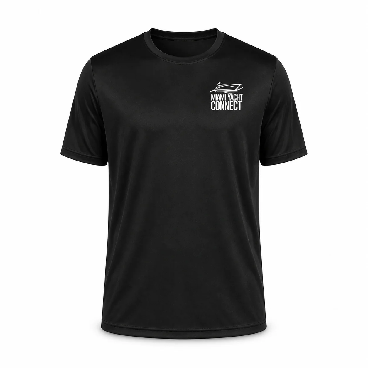 Front of the black You're Gonna Need A Bigger Boat t-shirt from Miami Yacht Connect