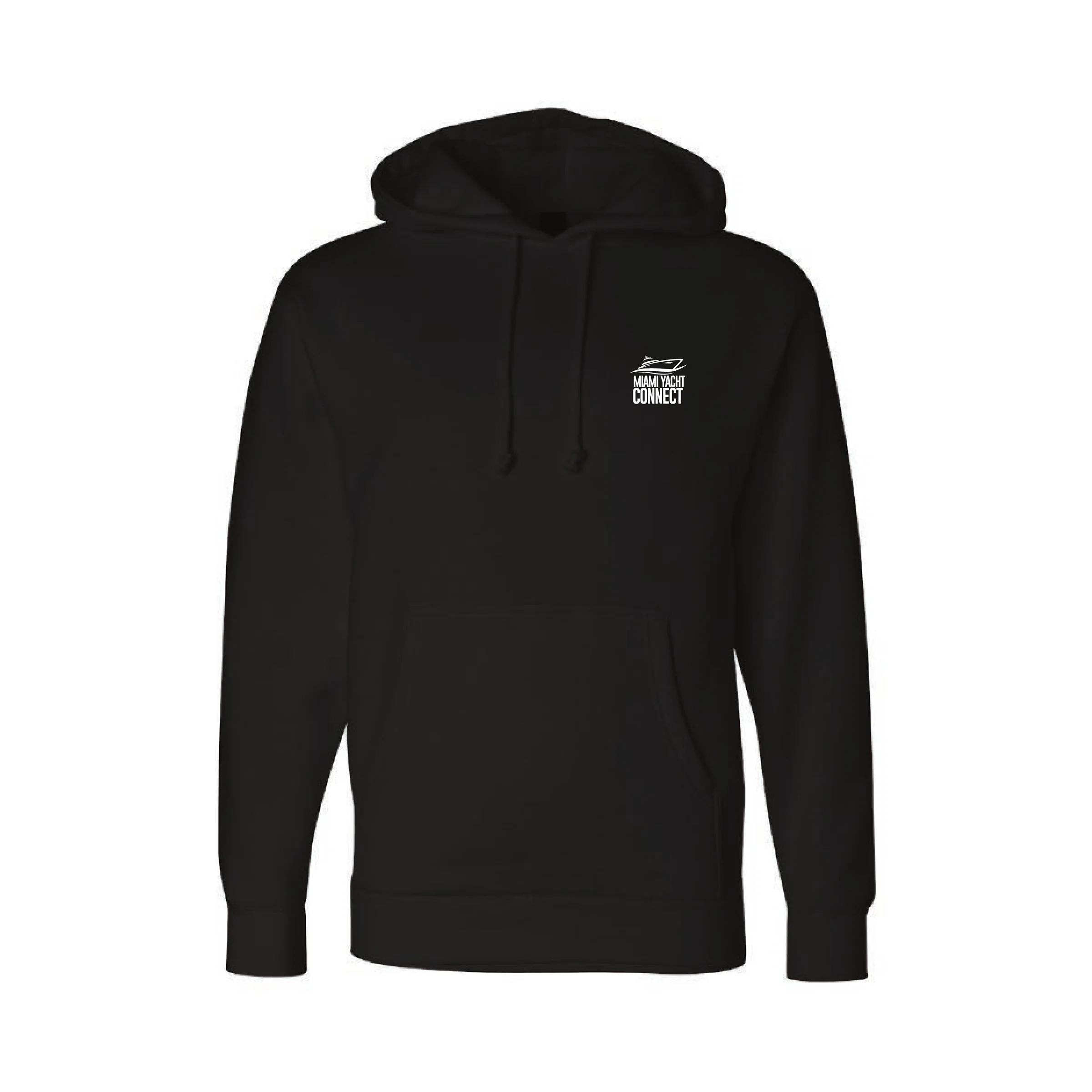 Front of the black I'm The Captain Now hoodie from Miami Yacht Connect