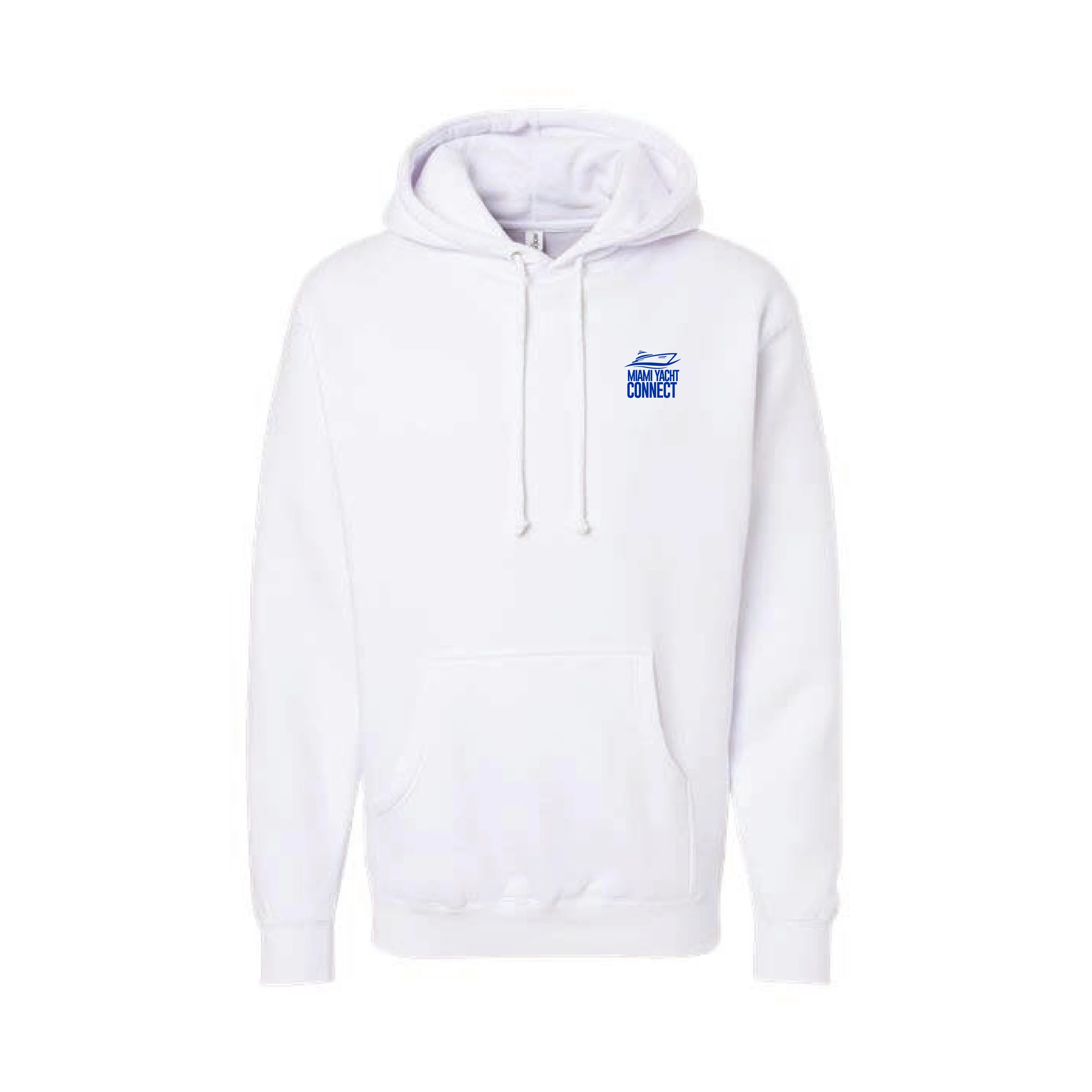 Front of the white I'm The Captain Now hoodie from Miami Yacht Connect