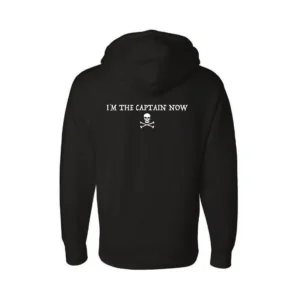 Back of the black I'm The Captain Now hoodie from Miami Yacht Connect