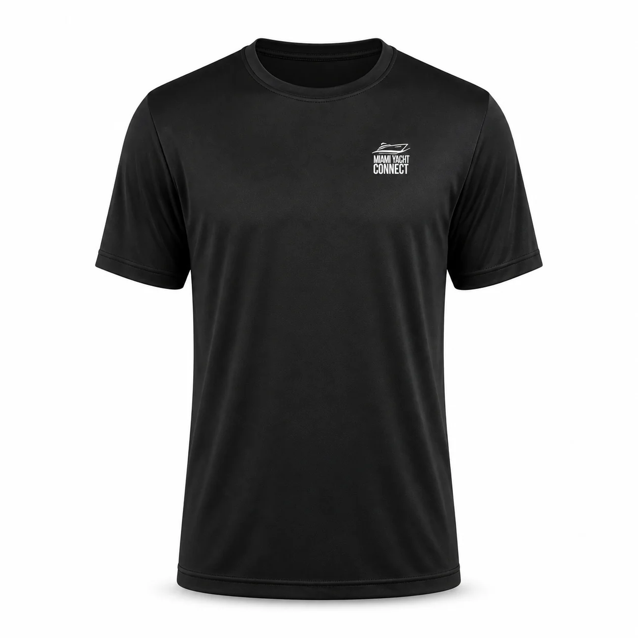 Front of the black I'm The Captain Now t-shirt from Miami Yacht Connect