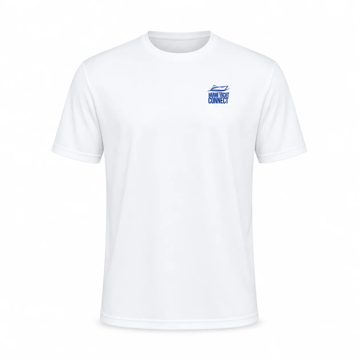 Front of the white I'm The Captain Now t-shirt from Miami Yacht Connect