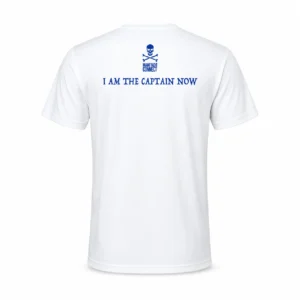 Back of the white I'm The Captain Now t-shirt from Miami Yacht Connect