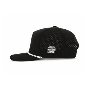 Side view of the black Make Yachting Great Again cap from Miami Yacht Connect