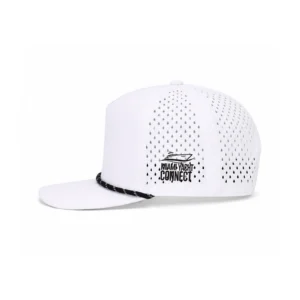 Side view of the white Make Yachting Great Again cap from Miami Yacht Connect