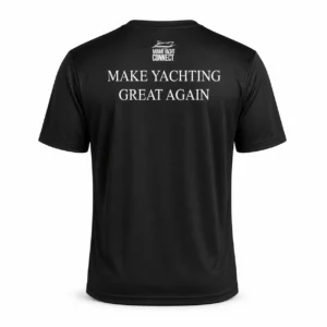 Back of the black Make Yachting Great Again t-shirt from Miami Yacht Connect