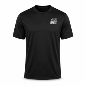 Front of the black What's Your Budget t-shirt from Miami Yacht Connect