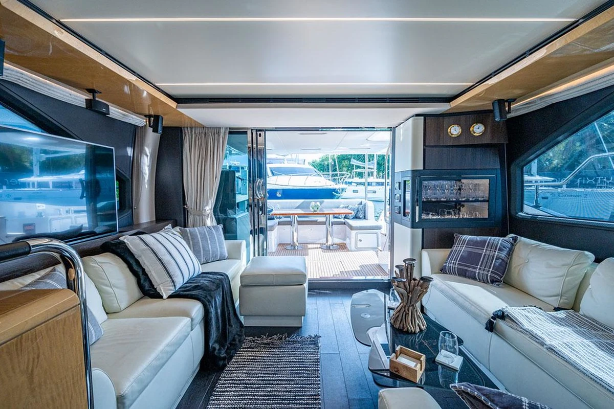 Guests aboard 66 ft Azimut yacht near Haulover sandbar Miami