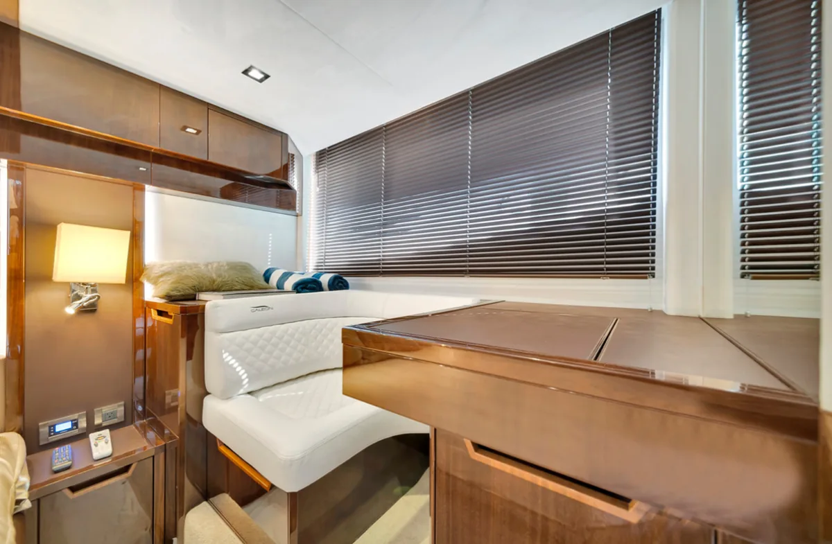 Master stateroom aboard 53 ft Galeon H charter Miami