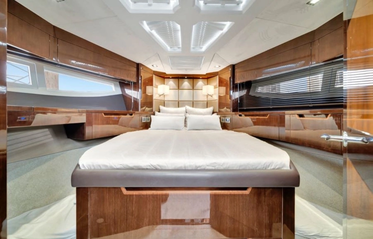 Master stateroom aboard 53 ft Galeon H charter Miami