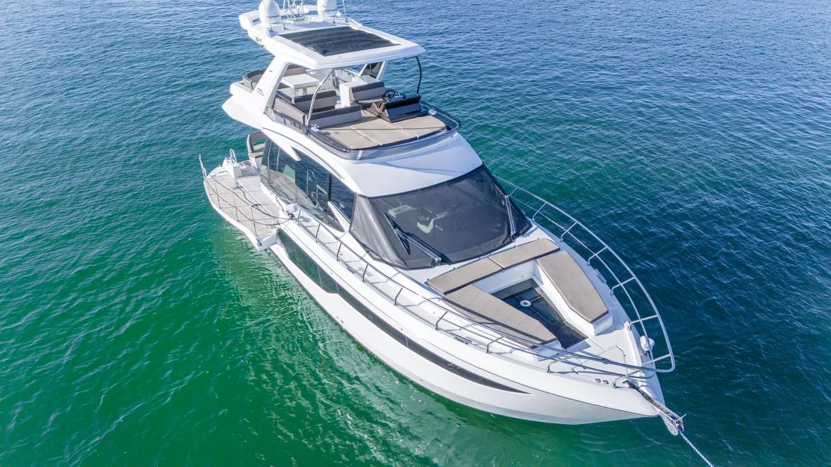 Bow sun pads on 53 ft Galeon H charter Miami