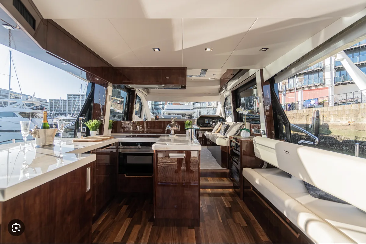 Master stateroom aboard 53 ft Galeon H charter Miami
