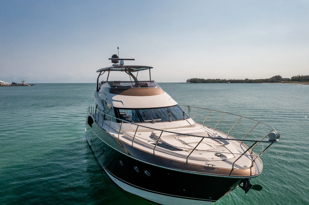 Guests aboard 66 ft Marquis yacht near Haulover sandbar Miami