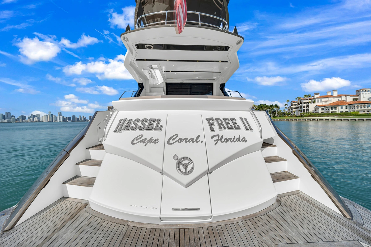 Helm station on 66 ft Marquis yacht charter Miami