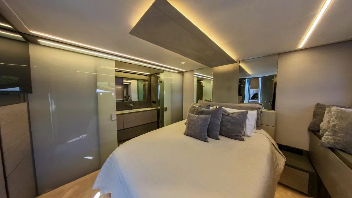 Aft deck seating on 62 ft Pershing 2 yacht Miami