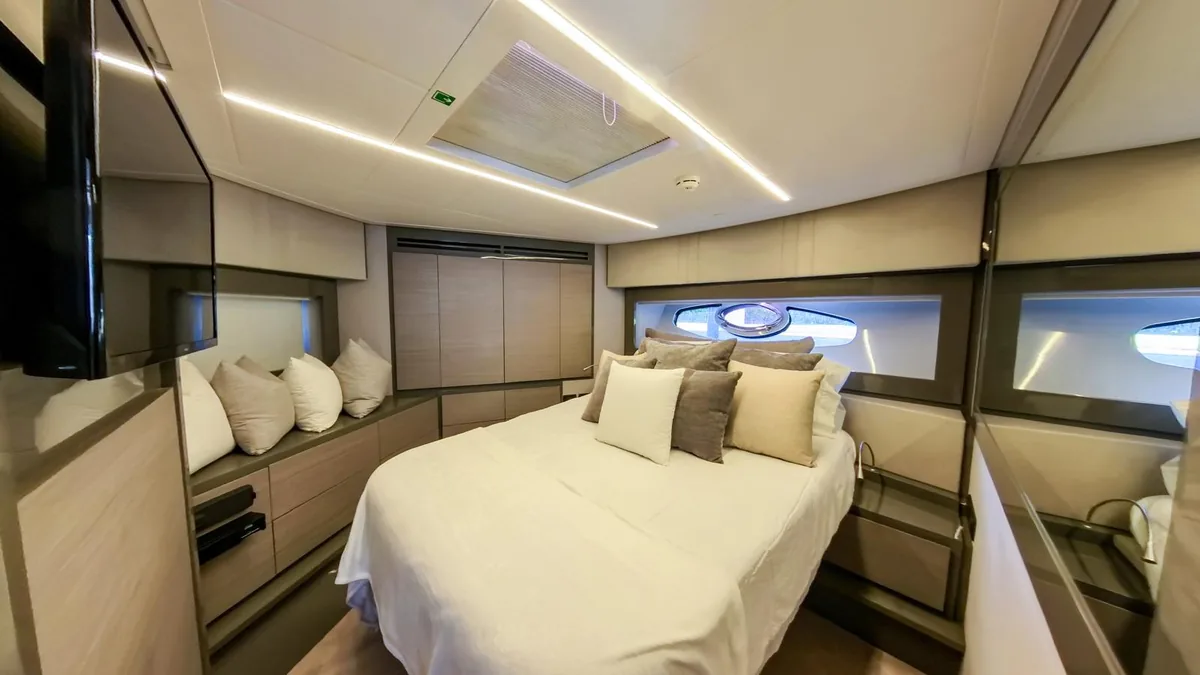 Sun deck on 62 ft Pershing 2 yacht charter Miami