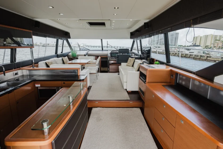 Helm station on 65 ft Prestige yacht charter Miami
